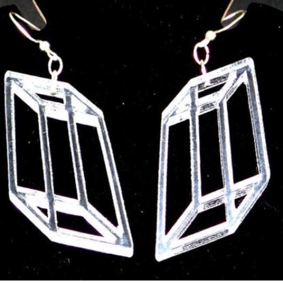 Transparent Prism Earrings - Triclinic Lucite - Picture 4 of 7
